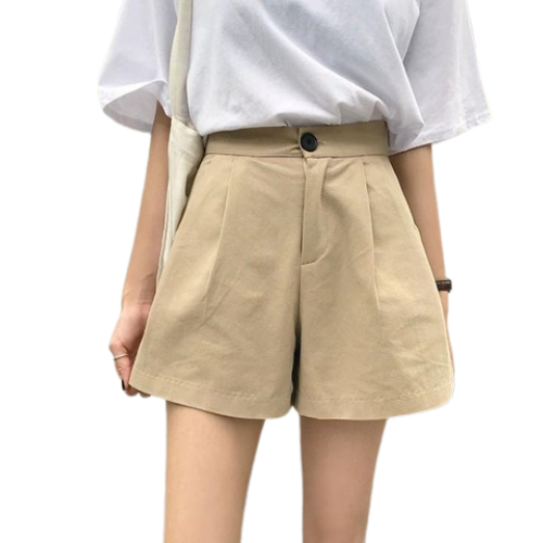 Women's Basic Khaki Wide Leg Shorts