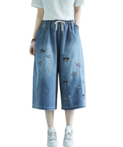 Women's wide leg cropped jeans