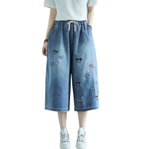 Women's wide leg cropped jeans