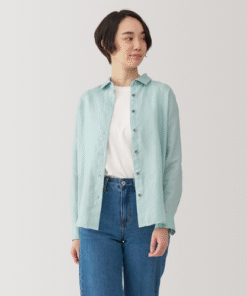 WOMEN'S WASHED LINEN SHIRT WITH REGULAR COLLAR AND LONG SLEEVE